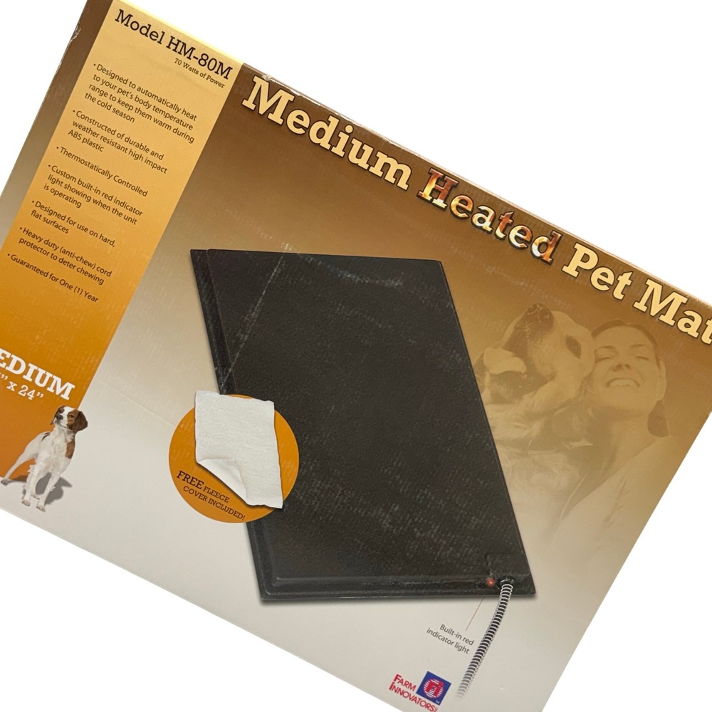 New Farm Innovators Heated Pet Mat Black Medium Heavy Duty Indoor Outdoor‎